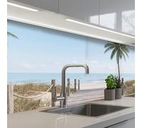 KitchenYeah© Splashback for kitchen 32"x59" / 80x150 cm self-adhesive Back Splashes Kitchens Splash Guard Decor Palm trees - Path - Horizon