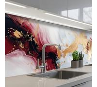 KitchenYeah© Splashback for kitchen 32"x59" / 80x150 cm self adhesive Sink Splash Splatter Guard Backsplash Decor Art - Gold - Red - Luxury