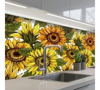 KitchenYeah© Splashback for kitchen 32"x59" / 80x150 cm self adhesive Sink Splash Splatter Guard Backsplash Decor Sunflower - Vintage - Design