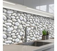 KitchenYeah© Splashback for kitchen 32"x59" / 80x150 cm self adhesive Sink Splash Splatter Guard Backsplash Decor Rhinestones - Gray - Oval