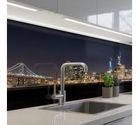 KitchenYeah© Splashback for kitchen 32"x59" / 80x150 cm self adhesive Sink Splash Splatter Guard Backsplash Decor Lighting - Sky - Skyscrapers - Skyline
