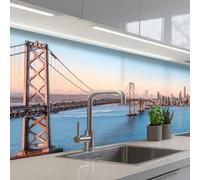 KitchenYeah© Splashback for kitchen 32"x59" / 80x150 cm self adhesive Sink Splash Splatter Guard Backsplash Decor Water - Bridge - Skyline - Modern
