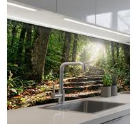 KitchenYeah© Splashback for kitchen 32"x59" / 80x150 cm self adhesive Sink Splash Splatter Guard Backsplash Decor Path - Steps - Forest - Nature - Autumn