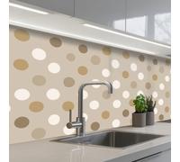 KitchenYeah© Splashback for kitchen 32"x59" / 80x150 cm self-adhesive Sink Splash Splatter Guard Splashbacks Walls Polka - Dots - Beige