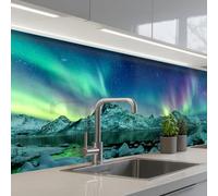 KitchenYeah© Splashback for kitchen 32"x59" / 80x150 cm self-adhesive Sink Splash Splatter Guard Splashbacks Walls Sea - Ice - Northern Lights - Winter - Nature