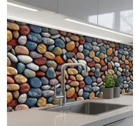 KitchenYeah© Splashback for kitchen 32"x59" / 80x150 cm self-adhesive Sink Splash Splatter Guard Splashbacks Walls Pastel - Matte - Pebbles