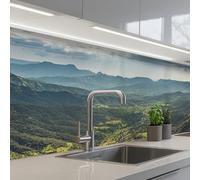 KitchenYeah© Splashback for kitchen 32"x59" / 80x150 cm self-adhesive Sink Splash Splatter Guard Splashbacks Walls Landscape - Valley - Green