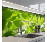 KitchenYeah© Splashback for kitchen 32"x59" / 80x150 cm self-adhesive Sink Splash Splatter Guard Splashbacks Walls Nature - Spring - Green - Leaves