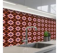 KitchenYeah© Splashback for kitchen 32"x59" / 80x150 cm self-adhesive Sink Splash Splatter Guard Splashbacks Walls Geometric - Ornate - Brown