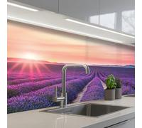 KitchenYeah© Splashback for kitchen 32"x59" / 80x150 cm self-adhesive Sink Splash Splatter Guard Splashbacks Walls Lavender - Purple - Flowers
