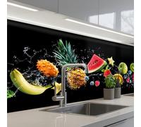 KitchenYeah© Splashback for kitchen 32"x59" / 80x150 cm self-adhesive Sink Splash Splatter Guard Splashbacks Walls Fruit - Black