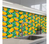KitchenYeah© Splashback for kitchen 32"x59" / 80x150 cm self-adhesive Sink Splash Splatter Guard Splashbacks Walls Mango - Pattern - Fruit - Leaves