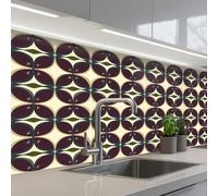 KitchenYeah© Splashback for kitchen 32"x59" / 80x150 cm self-adhesive Sink Splash Splatter Guard Splashbacks Walls Circle - Retro - Colorful