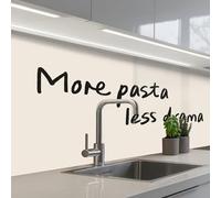 KitchenYeah© Splashback for kitchen 32"x59" / 80x150 cm self-adhesive Sink Splash Splatter Guard Splashbacks Walls Quote - Pasta