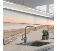 KitchenYeah© Splashback for kitchen 32"x59" / 80x150 cm self-adhesive Wall Protector Decor Panels Cooker Backsplash Coastline - Horizon - Fence