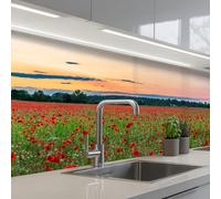 KitchenYeah© Splashback for kitchen 32"x59" / 80x150 cm self-adhesive Wall Protector Decor Panels Cooker Backsplash Poppies - Landscape - Red - Flowers