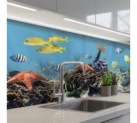 KitchenYeah© Splashback for kitchen 32"x59" / 80x150 cm self-adhesive Wall Protector Decor Panels Cooker Backsplash Water - Corals - Fish - Light