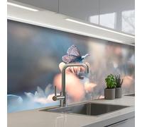 KitchenYeah© Splashback for kitchen 32"x59" / 80x150 cm self-adhesive Wall Protector Decor Panels Cooker Backsplash Flowers - Butterfly - Nature - Botanical
