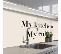 KitchenYeah© Splashback for kitchen 32"x59" / 80x150 cm self-adhesive Wall Protector Decor Panels Cooker Backsplash Quote - Rules