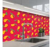 KitchenYeah© Splashback for kitchen 32"x59" / 80x150 cm self-adhesive Wall Protector Splash Back Cooker Backsplash Pink - Mango - Blue - Stripes