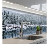 KitchenYeah© Splashback for kitchen 32"x59" / 80x150 cm self-adhesive Wall Protector Splash Back Cooker Backsplash Forest - Reflection - Lake - Winter - Serene
