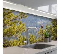 KitchenYeah© Splashback for kitchen 32"x59" / 80x150 cm self-adhesive Wall Protector Splash Back Cooker Backsplash Owl - Trees - Nature