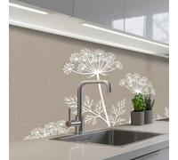 KitchenYeah© Splashback for kitchen 32"x59" / 80x150 cm self-adhesive Wall Protector Splash Back Cooker Backsplash Graphic - Flutesweed - Taupe