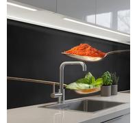 KitchenYeah© Splashback for kitchen 32"x59" / 80x150 cm self-adhesive Wall Protector Splash Back Cooker Backsplash Herbs - Spoon - Spices - Black - Italian