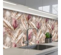 KitchenYeah© Splashback for kitchen 32"x59" / 80x150 cm self-adhesive Wall Protector Splash Back Cooker Backsplash Pampas grass - Fluffy - Colorful