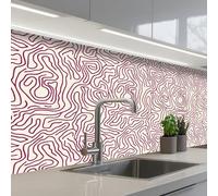 KitchenYeah© Splashback for kitchen 32"x79" / 80x200 cm self-adhesive Back Splashes Kitchens Splash Guard Decor Winding line - Magenta - Cream