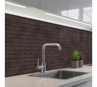 KitchenYeah© Splashback for kitchen 32"x79" / 80x200 cm self-adhesive Back Splashes Kitchens Splash Guard Decor Dark brown - Rust - Stripes - Patterned