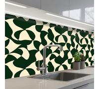 KitchenYeah© Splashback for kitchen 32"x79" / 80x200 cm self-adhesive Back Splashes Kitchens Splash Guard Decor Green - Organic planes - Cream