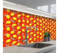 KitchenYeah© Splashback for kitchen 32"x79" / 80x200 cm self adhesive Sink Splash Splatter Guard Backsplash Decor Orange - Lemon - Yellow - Blue