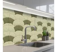 KitchenYeah© Splashback for kitchen 32"x79" / 80x200 cm self adhesive Sink Splash Splatter Guard Backsplash Decor Leaves - Structure - Green