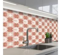 KitchenYeah© Splashback for kitchen 32"x79" / 80x200 cm self adhesive Sink Splash Splatter Guard Backsplash Decor Retro - Classic - Pink