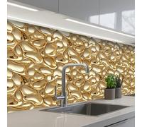 KitchenYeah© Splashback for kitchen 32"x79" / 80x200 cm self adhesive Sink Splash Splatter Guard Backsplash Decor Abstract - Modern - Gold