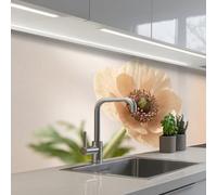 KitchenYeah© Splashback for kitchen 32"x79" / 80x200 cm self-adhesive Sink Splash Splatter Guard Splashbacks Walls Flower - Minimalist - Green