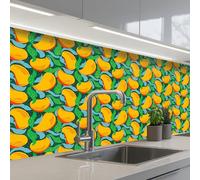 KitchenYeah© Splashback for kitchen 32"x79" / 80x200 cm self-adhesive Sink Splash Splatter Guard Splashbacks Walls Mango - Pattern - Fruit - Leaves