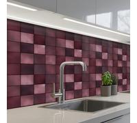 KitchenYeah© Splashback for kitchen 32"x79" / 80x200 cm self-adhesive Sink Splash Splatter Guard Splashbacks Walls Square - Tile - Pattern - Purple