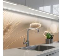 KitchenYeah© Splashback for kitchen 32"x79" / 80x200 cm self-adhesive Sink Splash Splatter Guard Splashbacks Walls Haze tail grass - Grain hairs - Sunlight