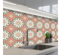 KitchenYeah© Splashback for kitchen 32"x79" / 80x200 cm self-adhesive Sink Splash Splatter Guard Splashbacks Walls Vintage - Flowers - Mandala - Patterns