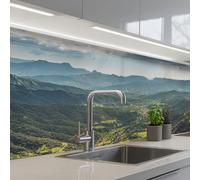 KitchenYeah© Splashback for kitchen 32"x79" / 80x200 cm self-adhesive Sink Splash Splatter Guard Splashbacks Walls Landscape - Valley - Green