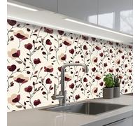 KitchenYeah© Splashback for kitchen 32"x79" / 80x200 cm self-adhesive Wall Protector Decor Panels Cooker Backsplash Flowers - Botanical - Bordeaux