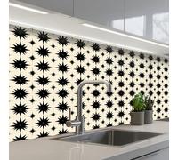KitchenYeah© Splashback for kitchen 32"x79" / 80x200 cm self-adhesive Wall Protector Decor Panels Cooker Backsplash Star shapes - Geometric - Black