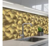 KitchenYeah© Splashback for kitchen 32"x79" / 80x200 cm self-adhesive Wall Protector Splash Back Cooker Backsplash Modern - Circle - Gold