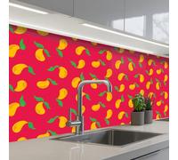 KitchenYeah© Splashback for kitchen 32"x79" / 80x200 cm self-adhesive Wall Protector Splash Back Cooker Backsplash Pink - Mango - Blue - Stripes