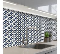 KitchenYeah© Splashback for kitchen 32"x79" / 80x200 cm self-adhesive Wall Protector Splash Back Cooker Backsplash Japan - Patterns - Blue