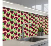 KitchenYeah© Splashback for kitchen 32"x98" / 80x250 cm self-adhesive Back Splashes Kitchens Splash Guard Decor Raspberries - Red - Pink - Pattern