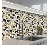 KitchenYeah© Splashback for kitchen 32"x98" / 80x250 cm self-adhesive Back Splashes Kitchens Splash Guard Decor Botanical - Gold - Black