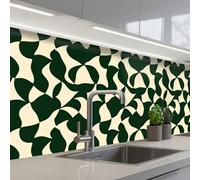 KitchenYeah© Splashback for kitchen 32"x98" / 80x250 cm self-adhesive Back Splashes Kitchens Splash Guard Decor Green - Organic planes - Cream